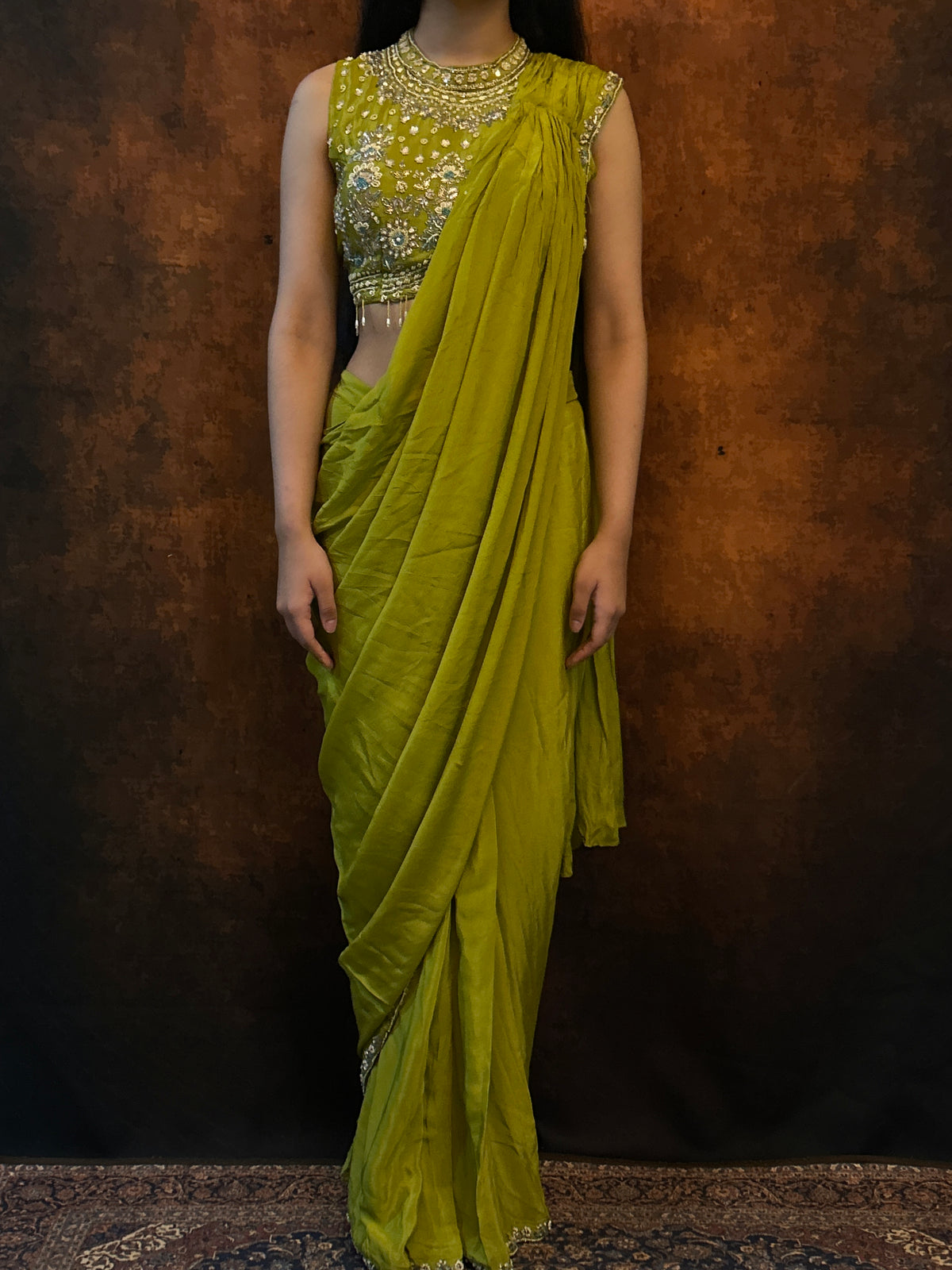 Ada pre draped saree