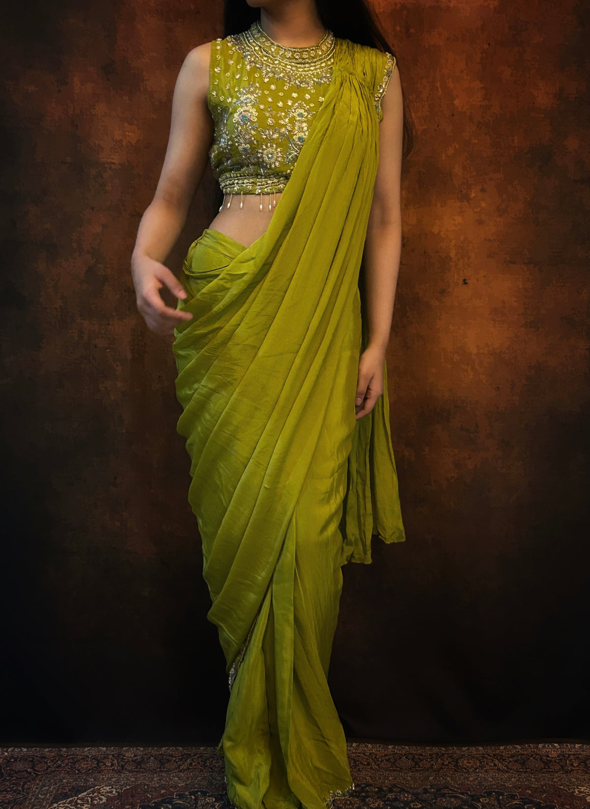 Ada pre draped saree