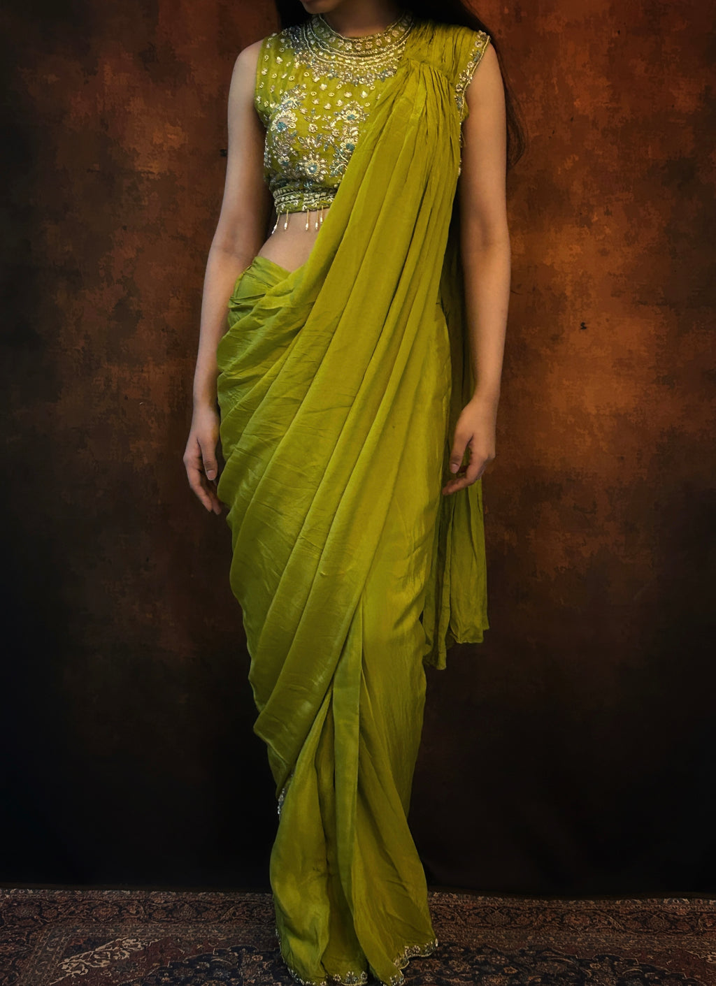 Ada pre draped saree