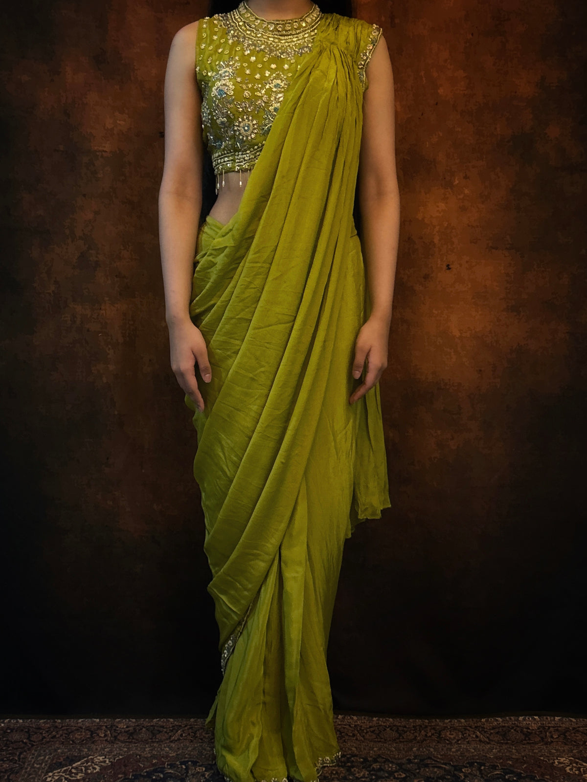 Ada pre draped saree